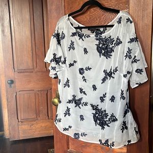 Large Banana Republic blouse with embroidered flowers. Separate cami underneath